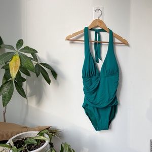 NWT BLUE/GREEN ANNE COLE HALTER SWIM SUIT